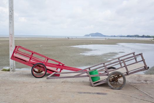 Two wheelbarrow with sea view