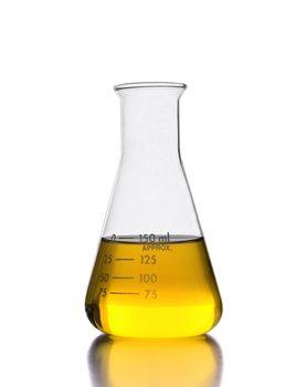 Erlenmeyer flask with yellow solution