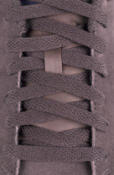 close-up laces on the brown boots