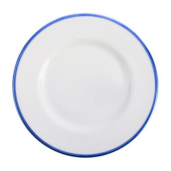 Empty dark blue plate isolated on white