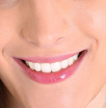 closeup of smile with white healthy teeth