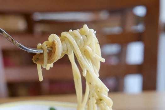 fork with spaghetti