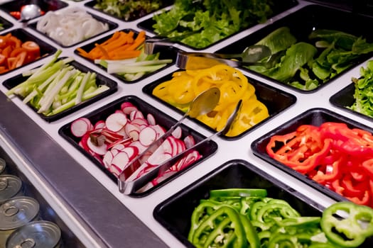 salad bar with vegetables in the restaurant, healthy food