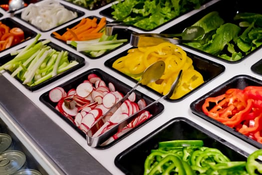 salad bar with vegetables in the restaurant, healthy food