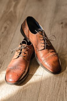 Bridal brown leather groom shoes
