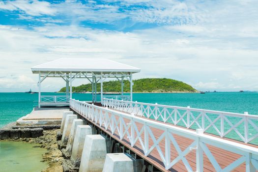 wooden bridge pier in Koh Sri Chang. Chonburi, Thailand