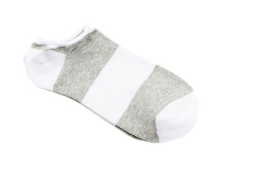 A pair of fashionable striped short socks isolated on white background