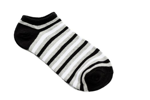 A pair of fashionable striped short socks isolated on white background