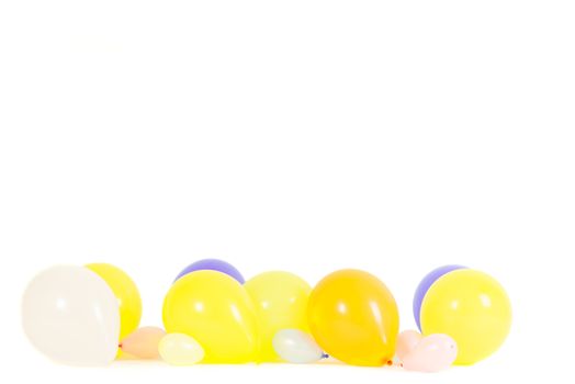 Colourful balloons isolated on white with copy space