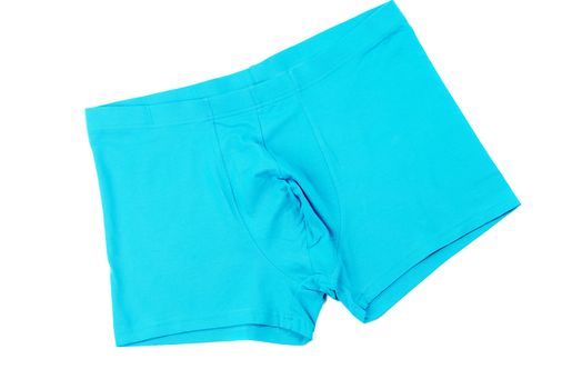 Blue men's Boxer briefs isolated on a white background