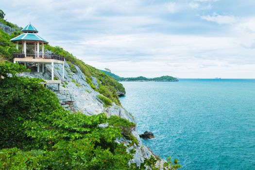 Beautiful viewpoint of the island and sea from is a famous attractions of Chonburi, Thailand