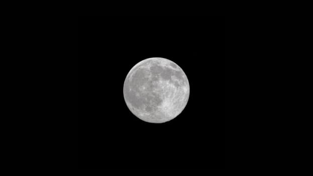 Close-up of Full moon on the black background 