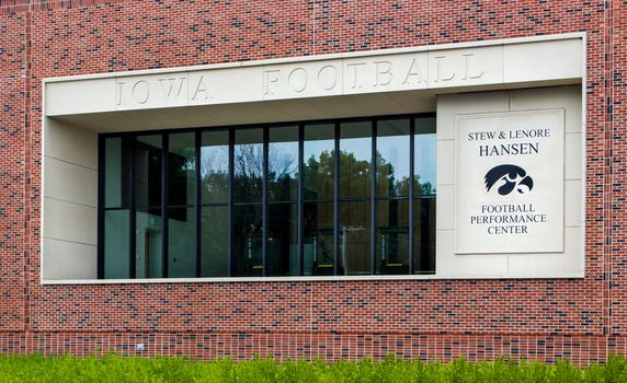 IOWA CITY, IA/USA - AUGUST 7, 2015: Stew and Lenore Hansen Football Performance Center at the University of Iowa. The University of Iowa is a flagship public research university.