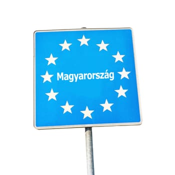 Border sign of hungary, europe - isolated on white background