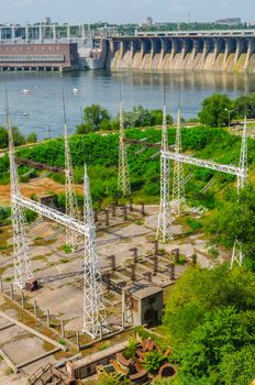 hydroelectric plant on blue sky background