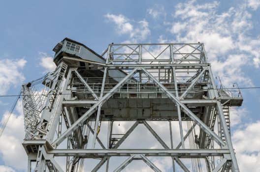 bridge cran hydroelectric plant on blue sky background