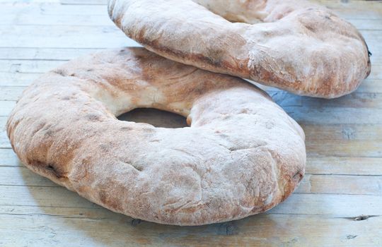 Different varieties of Italian pasta and homemade bread