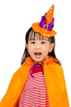 Asian Chinese Little girl celebrate Halloween studio shot.