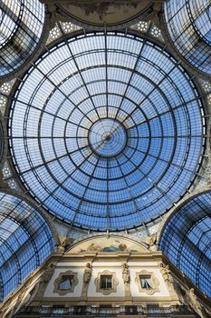 Shot of the landmark arcade or covered luxury shopping mall, Galleria Vittorio Emanuele II in Milan, Italy