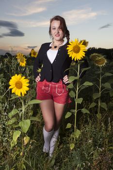 bavarian woman in red leather trousers