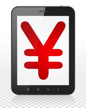 Banking concept: Tablet Pc Computer with red Yen icon on display