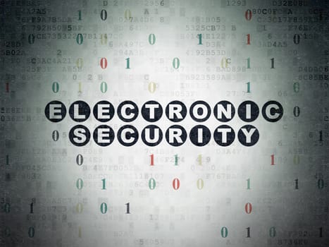 Safety concept: Painted black text Electronic Security on Digital Paper background with Binary Code