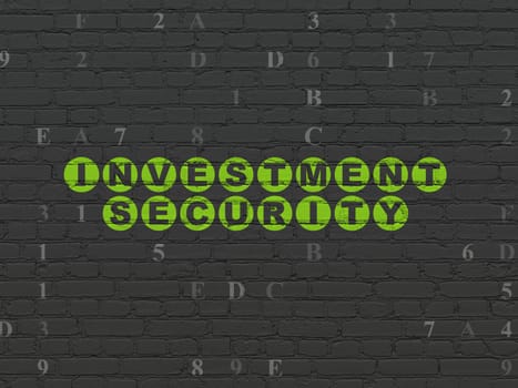 Protection concept: Painted green text Investment Security on Black Brick wall background with Hexadecimal Code