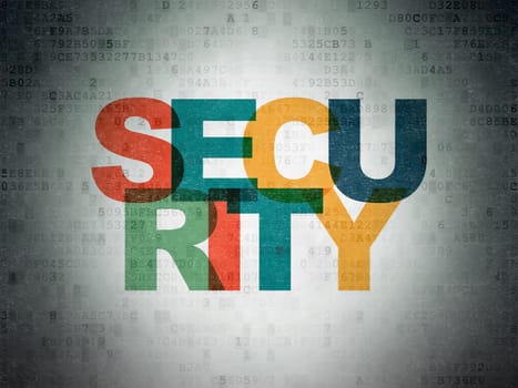 Protection concept: Painted multicolor text Security on Digital Paper background