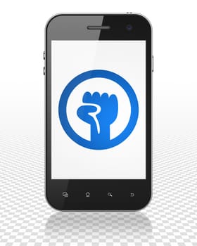 Political concept: Smartphone with blue Uprising icon on display