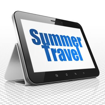 Travel concept: Tablet Computer with blue text Summer Travel on display