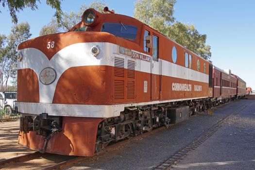 ALICE SPRINGS, AUSTRALIA - MAY 3, 2015: Old Ghan train on the Heritage Railway Museum on May 3, 2015 in Alice Springs, Australia