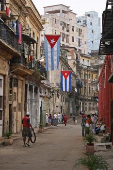 HAVANA, CUBA - FEBRUARY 23, 2010: Characteristic scene of the historic district of Havana on February 24, 2010 in Havana, Cuba, Caribbean