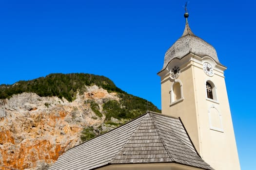 Church of Saint Anne (1730) in Prussian style with lead and zinc mine - Predil Mine in Friuli Italy