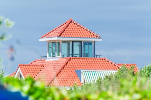 Modern villa with a small tower with sea views