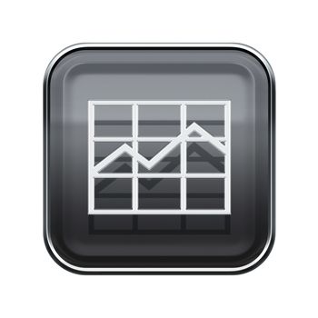 graph icon glossy grey, isolated on white background.