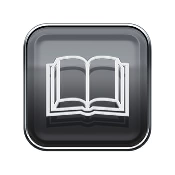 book icon glossy grey, isolated on white background
