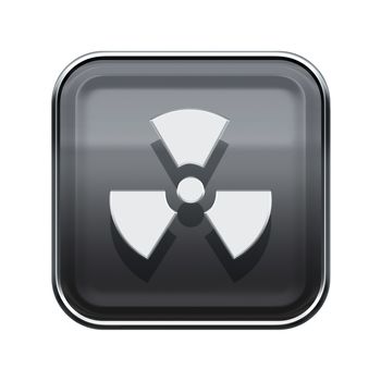Radioactive icon glossy grey, isolated on white background.