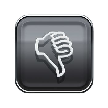 thumb down icon glossy grey, isolated on white background