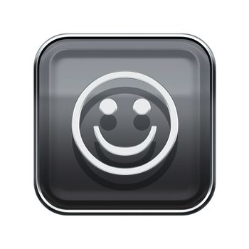 Smiley Face glossy grey, isolated on white background