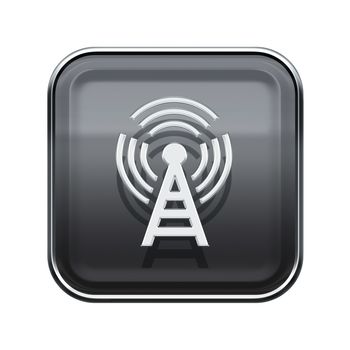 WI-FI tower icon glossy grey, isolated on white background