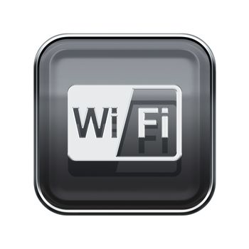 WI-FI icon glossy grey, isolated on white background