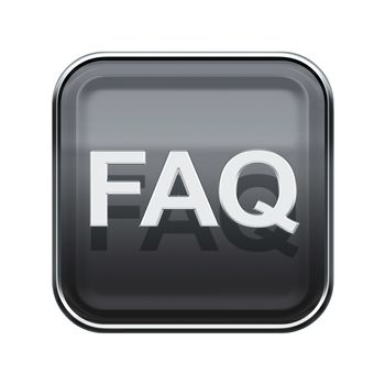 FAQ icon glossy grey, isolated on white background