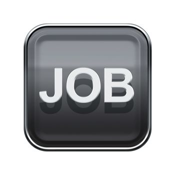 Job icon glossy grey, isolated on white background