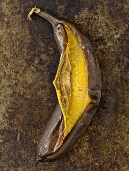 close up of rustic barbecued banana