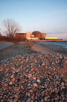 A view of a nuclear power plant in Pickering, Lake Ontario, Canada