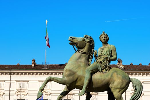 Equestrian statue of Pollux, in the Royal Palace (Palazzo Reale) in Turin (Torino), Piedmont (Piemonte), Italy