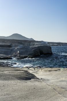 Sarakiniko beach view with rocks at the island of Milos in Greece