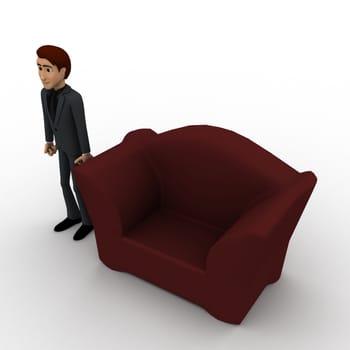 3d man sofa chair conceptconcept on white background,top angle view