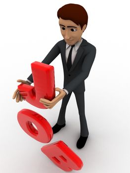 3d man holding J leeter of job word in hand concept on white background, top angle view