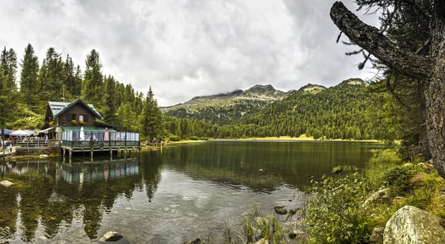 Landscape at the Lake of Malghette near Campo Carlo Magno Pass, Dolomites